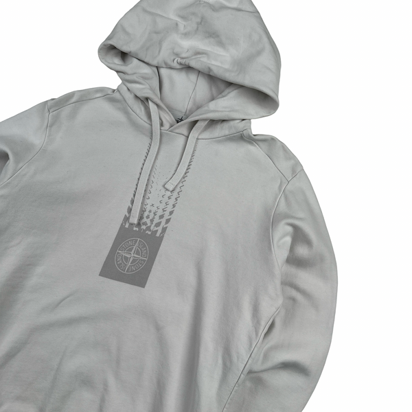Stone Island 2017 White Spellout Pullover Cotton Hoodie - Medium
