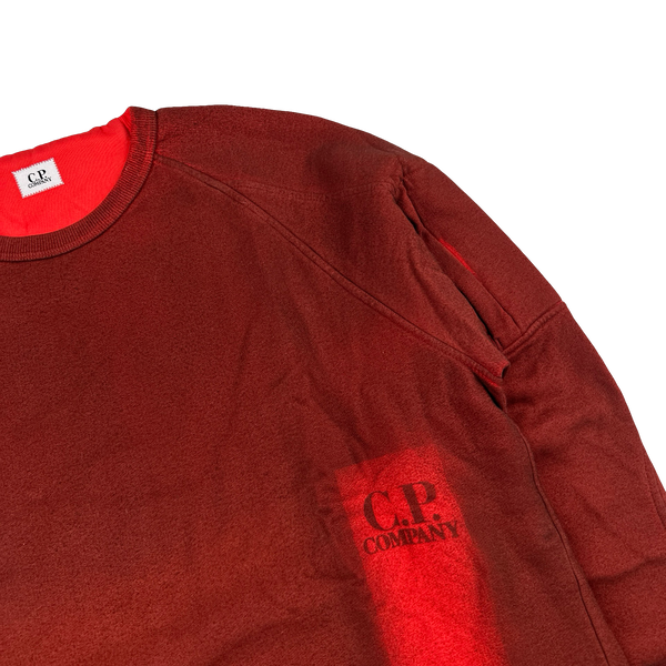 CP Company Red Cotton Sprayed Garment Dyed Crewneck Jumper - XL