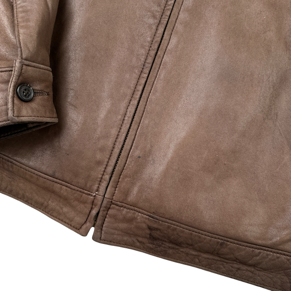 Ralph Lauren Brown Heavyweight Leather Jacket - Medium