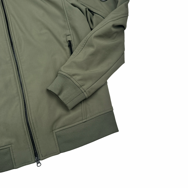 CP Company Khaki Green Fleece Lined Soft Shell Jacket - Large