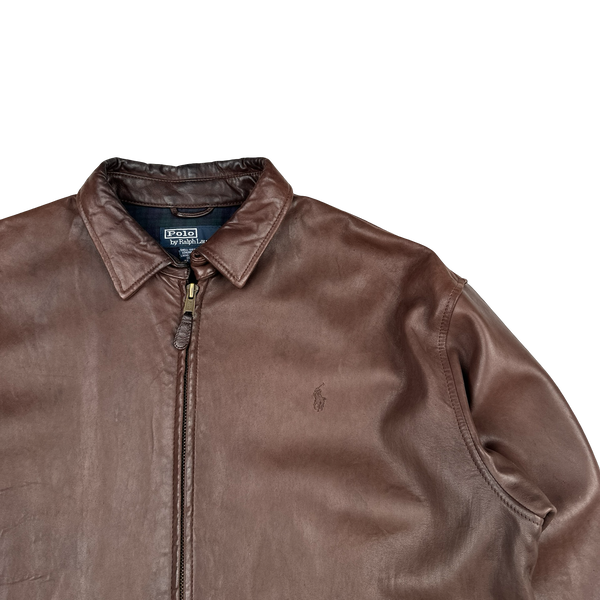 Ralph Lauren Brown Heavyweight Leather Jacket - Large