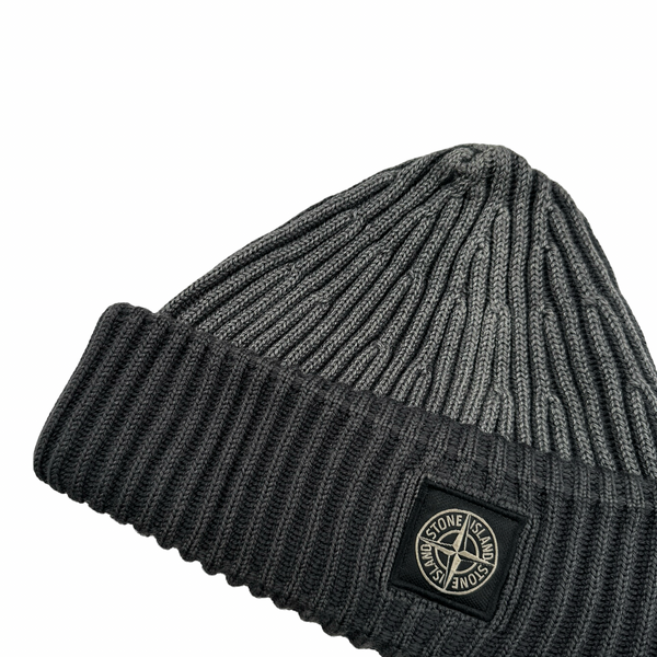 Stone Island 2014 Grey Two Tone Ribbed Wool Beanie