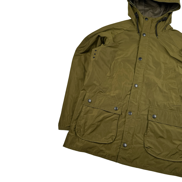Barbour Khaki Nylon Multi Pocket Long Jacket - XL