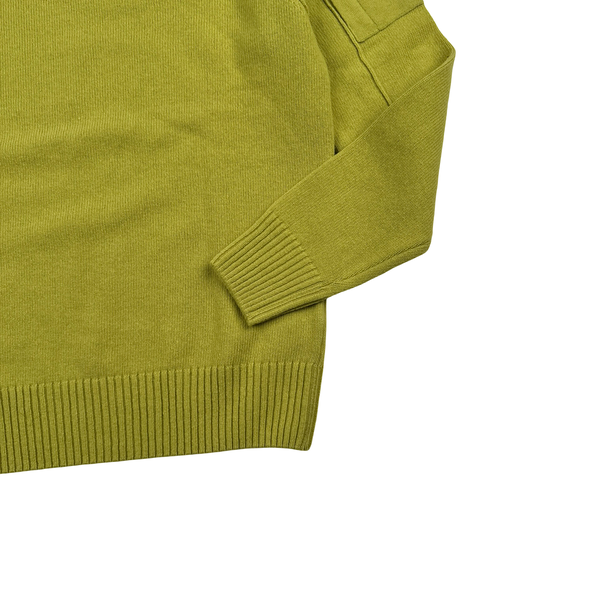 CP Company Olive Wool Lens View Crewneck Jumper - Medium