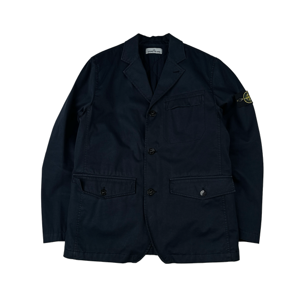 Stone Island 2015 Navy Quilted Raso Gommato Spaceman Buttoned Jacket - XL