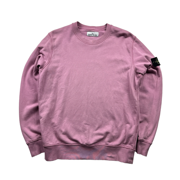 Stone Island Pink Crewneck Cotton Sweatshirt - Medium
