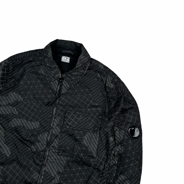 CP Company Black Grey Camo Net Overshirt Jacket - Large