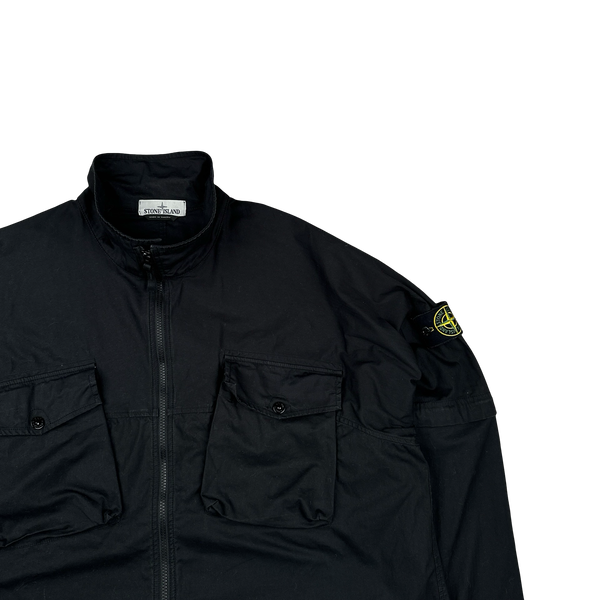 Stone Island 2019 Black Cotton High Neck Overshirt - 3XL