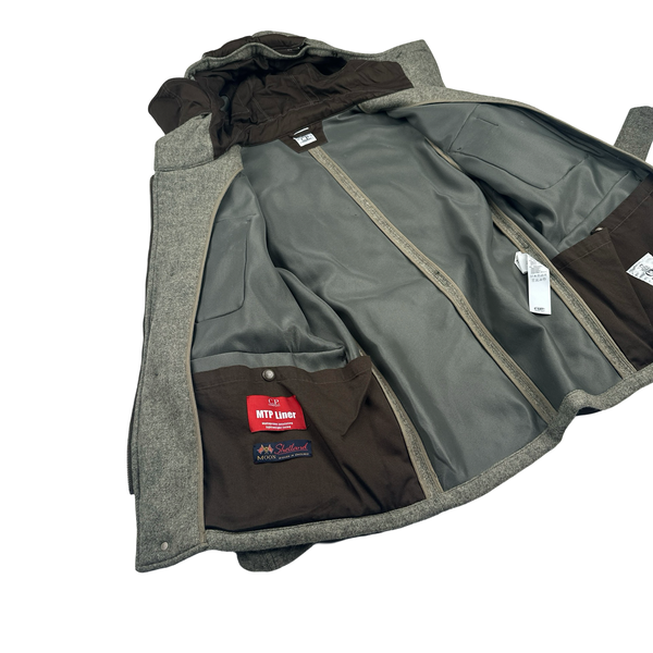 CP Company Grey MTP Liner Tweed Goggle Face Mask Field Jacket - Large