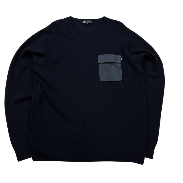 Aquascutum Navy Knit Jumper - XL