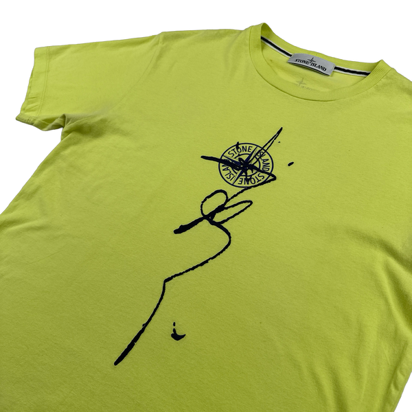 Stone Island 2022 Neon Cotton Compass Graphic T Shirt - Medium