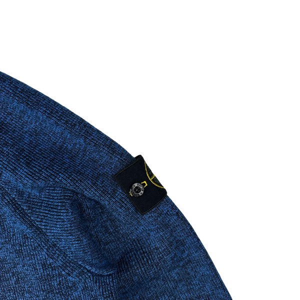 Stone Island 2014 Blue Marl Knit V-Neck Jumper - 3XL