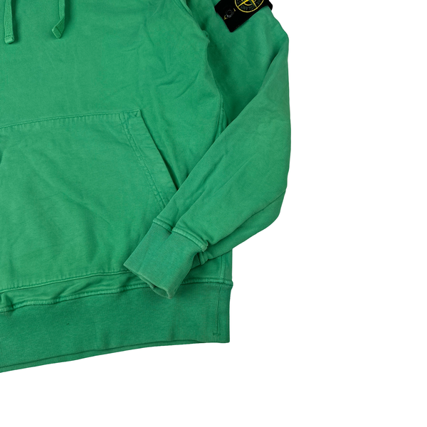 Stone Island 2021 Lime Green Pullover Cotton Hoodie - Small