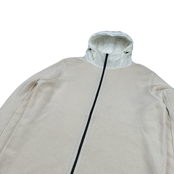 CP Company Cream Lens Viewer Wool Blend Zipped Hoodie - Large