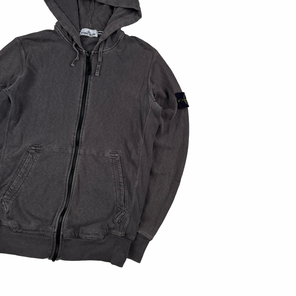 Stone Island 2017 Grey Zip Up Cotton Hoodie - Large