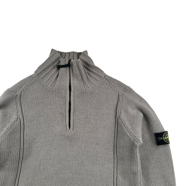 Stone Island AW2000 Heather Grey Vintage High Neck Jumper - Large