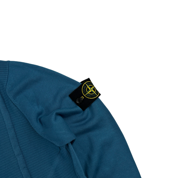 Stone Island 2013 Blue Compass Embossed Knit Cotton Jumper - Large