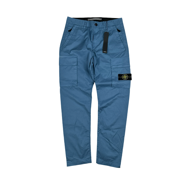 Stone Island 2022 Blue RE-T Cotton Cargo Trousers - Small
