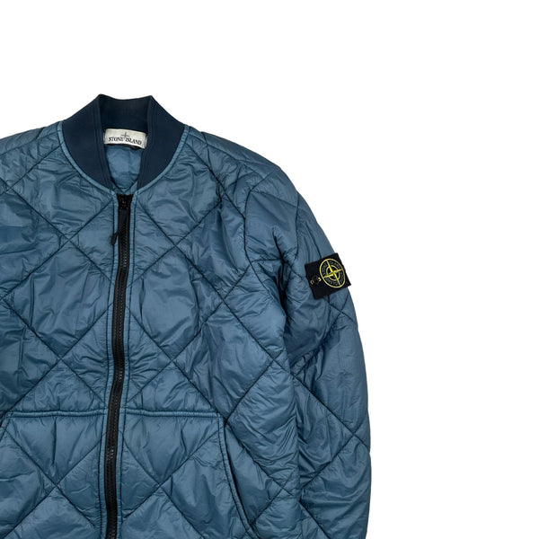 Stone Island 2018 Petrol Blue Garment Dyed Quilted Micro Yarn Jacket