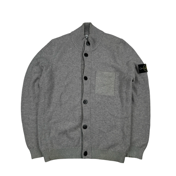 Stone Island 2017 Grey Wool Cashmere Buttoned Jumper - Large