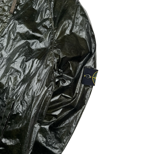 Stone Island 2001 Dark Green Micro Felt Transparent Laminated Web Jacket - Large