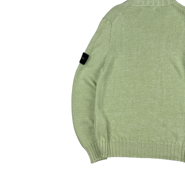 Stone Island 2014 Green Silk Blend Fine Knitted Crewneck - Small