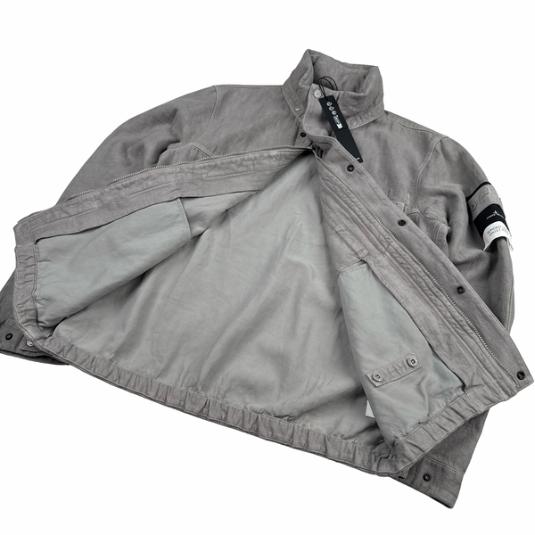 Stone Island 2025 Grey Bonded Linen Ghost Piece Jacket - Large