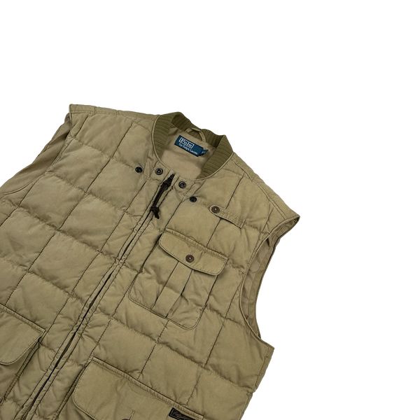 Ralph Lauren Vintage Tan Quilted Cargo Gilet - XXL