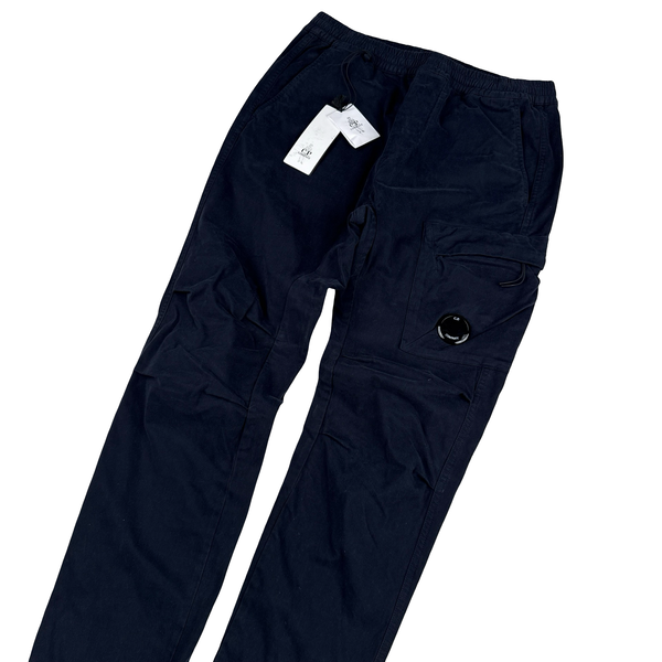 CP Company Navy Stretch Satin Cargo Trousers - 30"