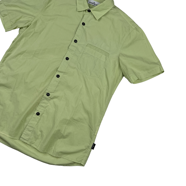 Stone Island Lime Green Slim Fit Buttoned Shirt - Large
