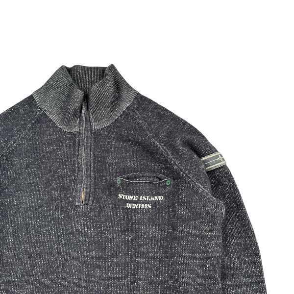 Stone Island 2006 Denims Wool Quarter Zip Knit Jumper - Large