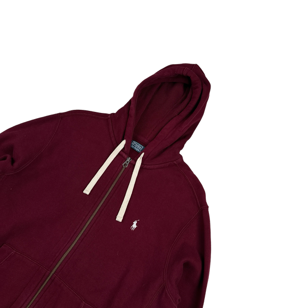 Ralph Lauren Red Thick Cotton Zipped Hoodie - Large