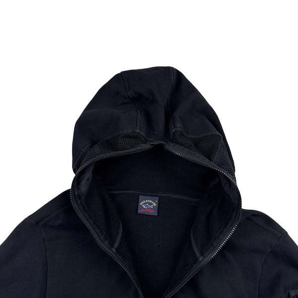 Paul And Shark Black Full Face Zip Up Hooded Jumper - Medium