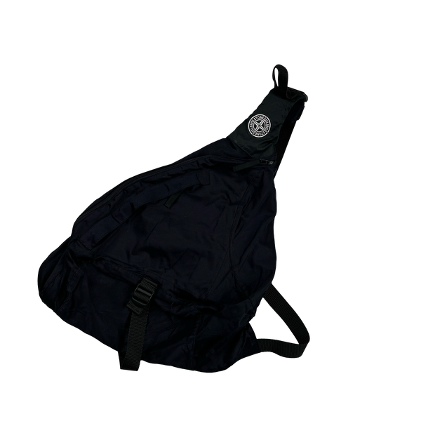 Stone Island 1999 Navy Raso Gommato Embroidered Patch Sling Bag