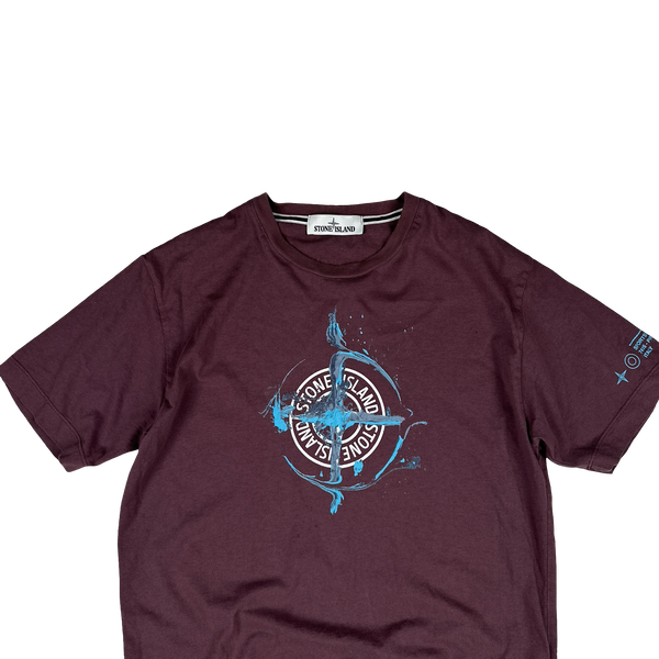 Stone Island 2021 Marron Purple Cotton Graphic T Shirt - Small