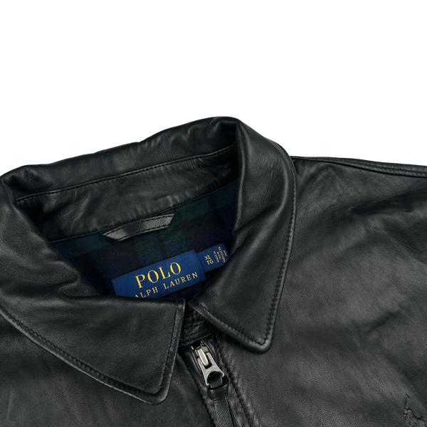 Ralph Lauren Black Heavyweight Leather Jacket - XL