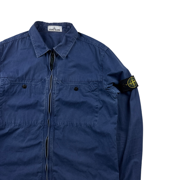 Stone Island 2016 Blue Garment Dyed Overshirt - Large