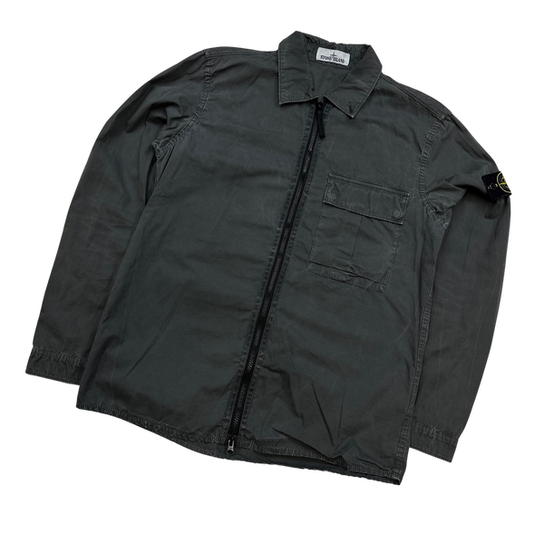 Stone Island 2019 Grey Cotton Garment Dyed Overshirt - Medium