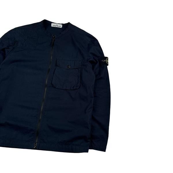 Stone Island 2019 Navy Cotton Zipped Shirt - Medium