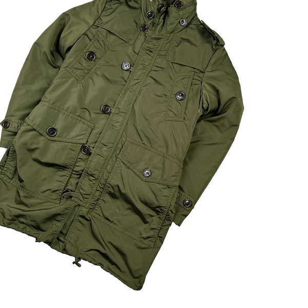 Burberry Green Multi Pocket Quilted Lined Long Jacket - Medium