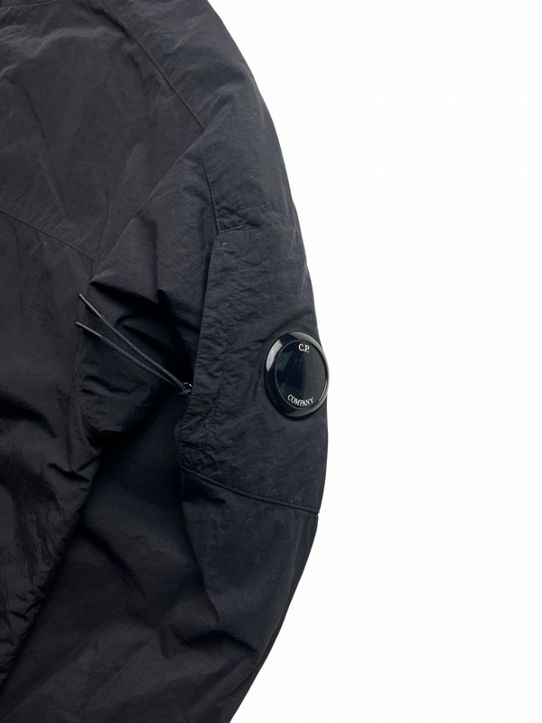 CP Company Black Flatt Nylon Hooded Jacket - Small