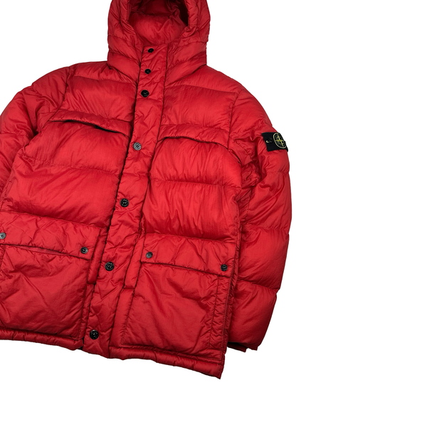 Stone Island 2012 Red Micro Rip Stop Opaque Nylon Tela Jacket - Large