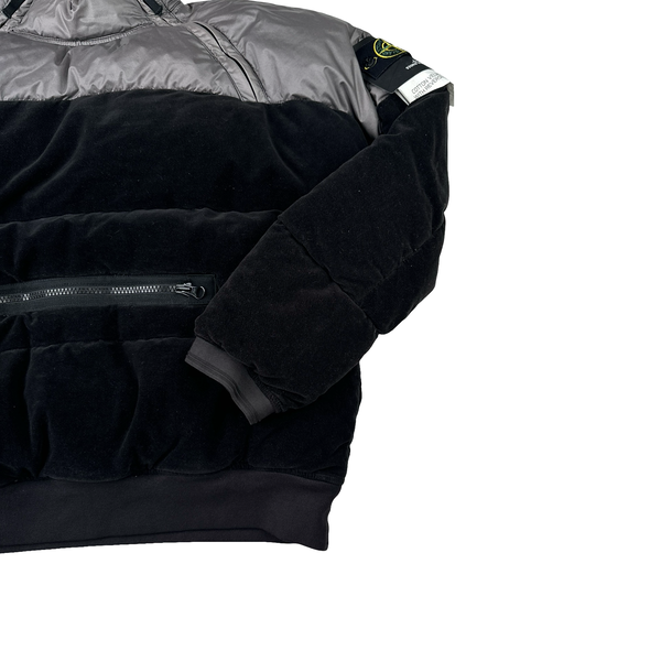 Stone Island 2018 Grey Cotton Velvet Down TC Reverse Lamy Flock Puffer - Large