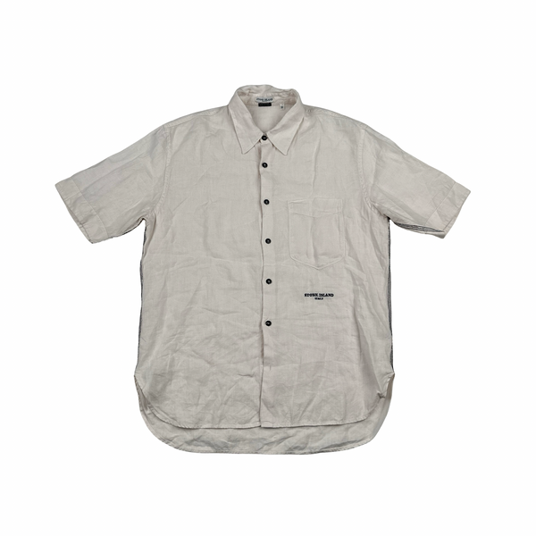 Stone Island Italy Linen Spellout Buttoned Shirt - Medium
