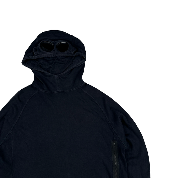 CP Company Navy Spellout Pullover Goggle Hoodie - XL