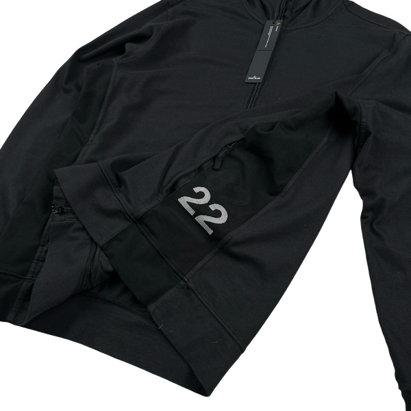 Stone Island 2022 40th Anni Black Cotton Zipped Hoodie - XL