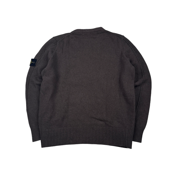 Stone Island 2010 Brown Wool Blend Knit Crewneck Jumper - XXL