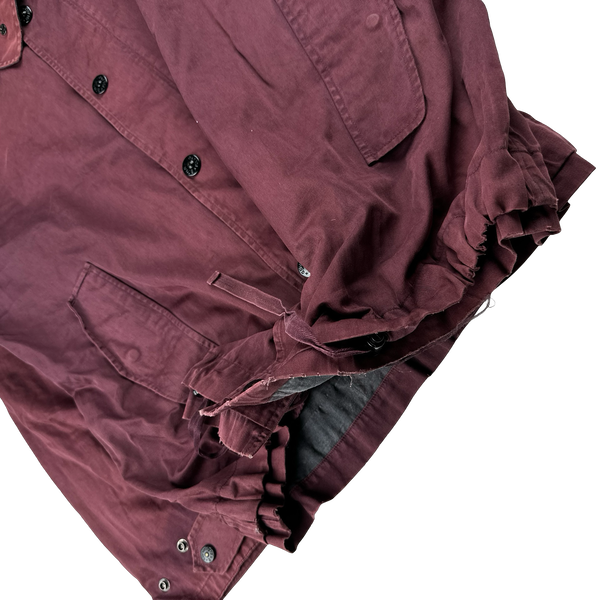 Stone Island 1990s Vintage Burgundy Raso Gommato Jacket - XL