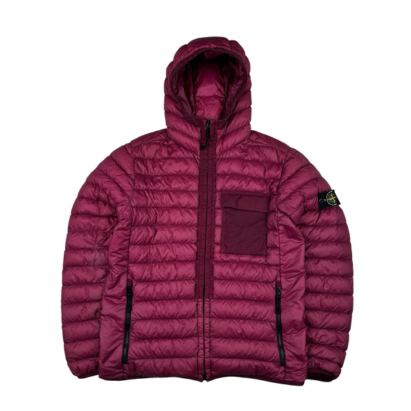 Stone Island 2018 Burgundy Micro Yarn Down Puffer Jacket - Large