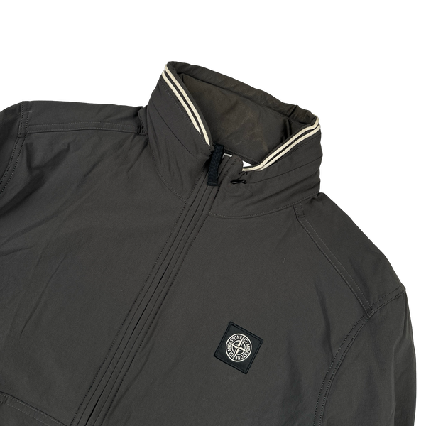 Stone Island 2014 Grey Soft Shell Compass Patch Zipped Bomber Jacket - XL